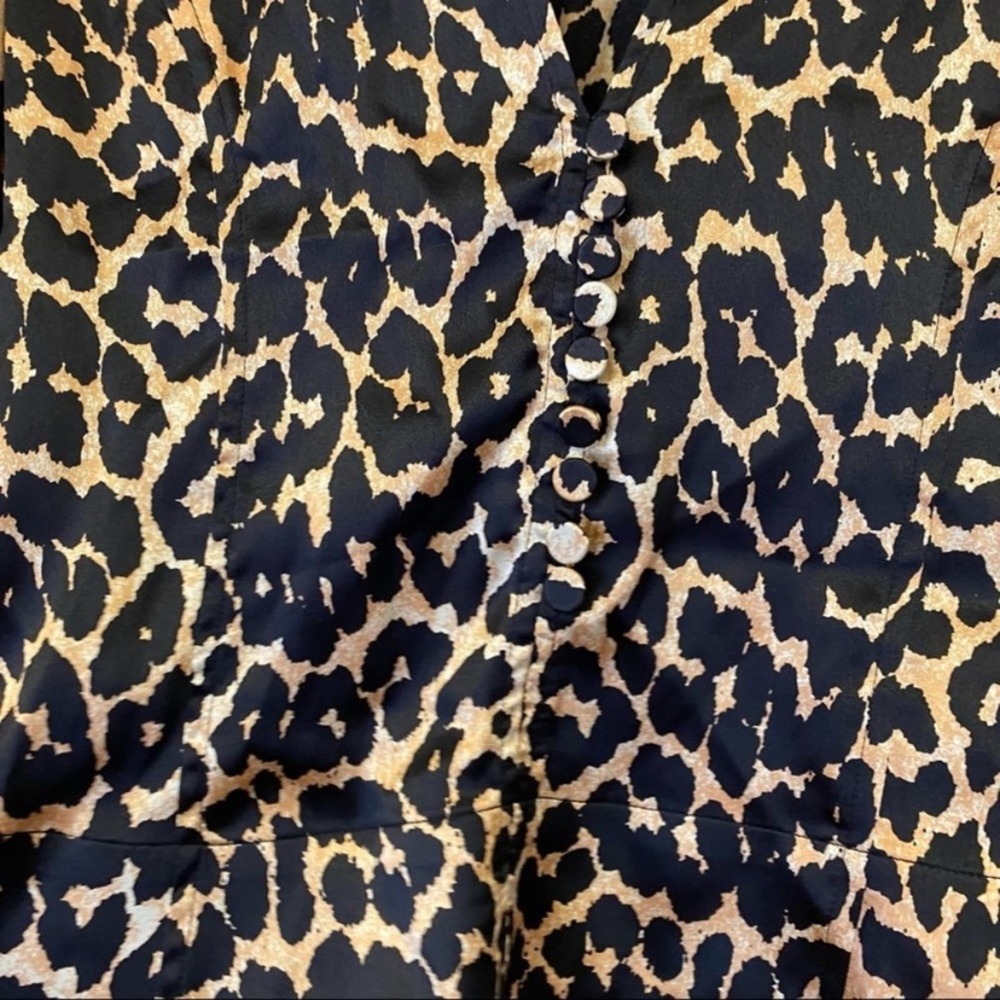 GANNI Leopard Print Silk Satin Blouse Top sz S - Picture 6 of 8